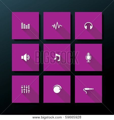 Audio icon set - vector illustration