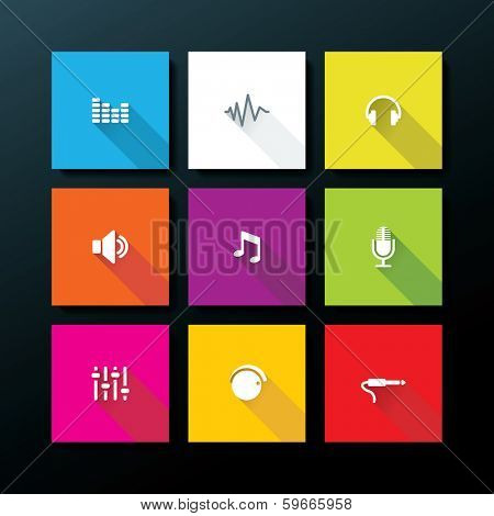 Audio icon set - vector illustration