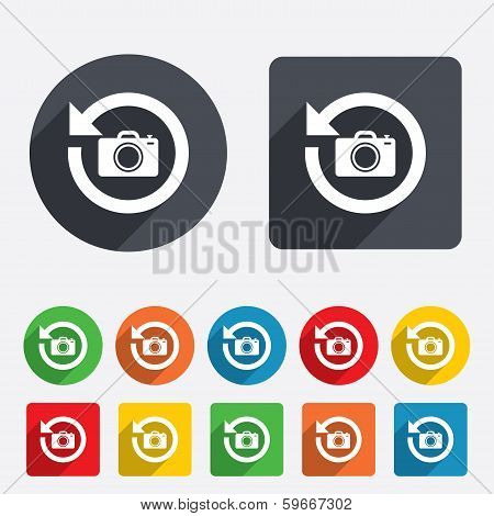 Front photo camera sign icon. Change symbol.