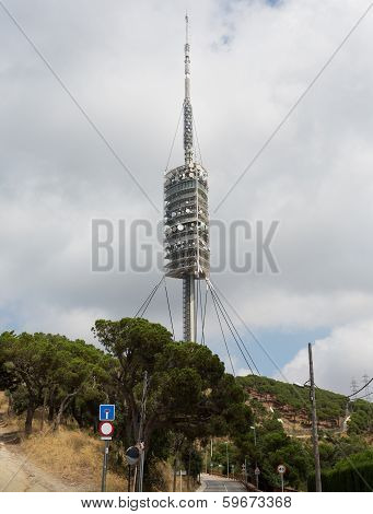 Teletower on Tibidabo's the mountain in Barcelona the architect Norman Foster
