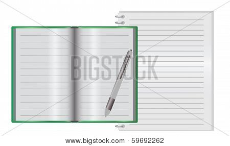 Empty notebook on a desk