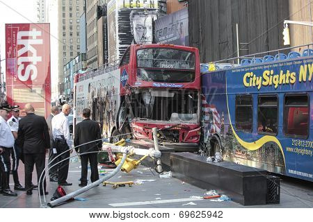 Investigators inspect damaged buses
