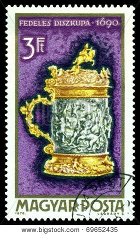 Vintage  Postage Stamp. Tankard, 1690.