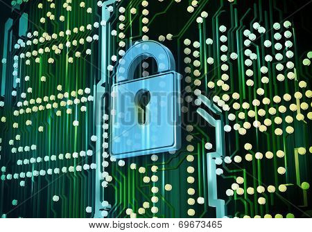 Conceptual image of micro circuit. Security concept