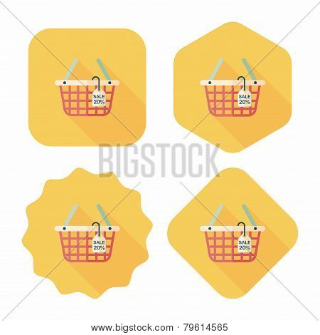 Shopping Basket Flat Icon With Long Shadow,eps10
