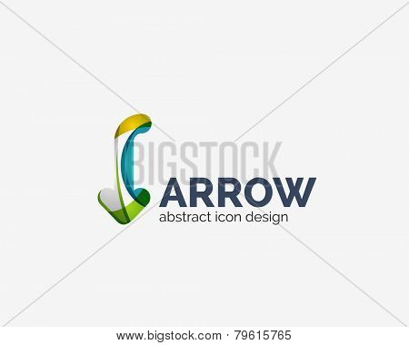 Clean moden wave design arrow company logo, business icon made of overlapping elements
