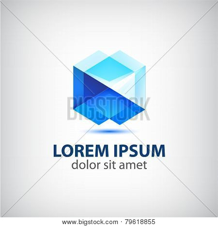 vector abstract polygon futuristic blue icon, logo