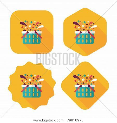 Shopping Basket Flat Icon With Long Shadow,eps10