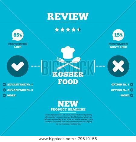 Kosher food product sign icon. Natural food.