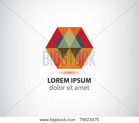 vector abstract red crystal polygon geometric logo