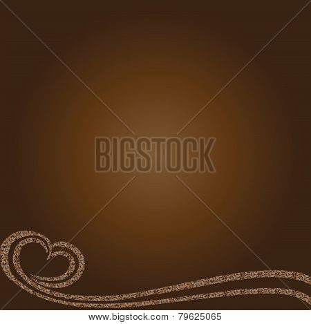 Background Vector-Brown Background With Flowing Floral Patterned Ribbon