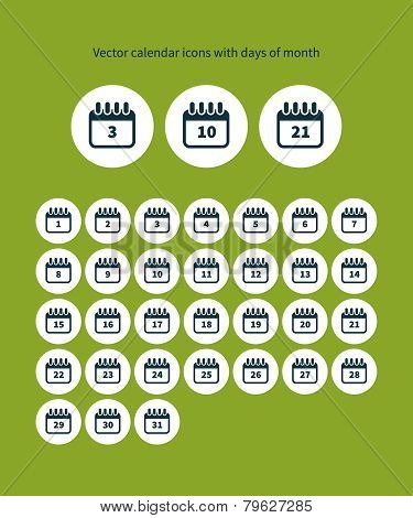 Set of calendar icons for every day