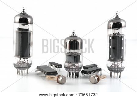 Vacuum Radio Tubes And Semiconductor Chips