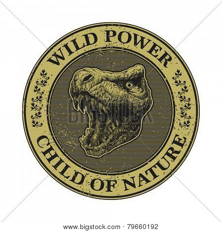 Trex head. hand drawn. Grunge vector illustration