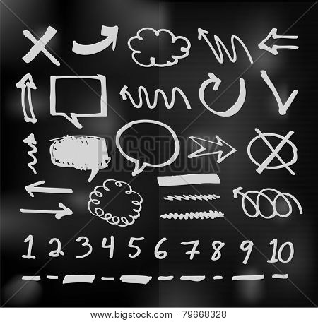 vector hand drawn speech bubbles doodles chalkboard