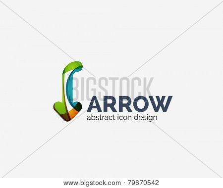 Clean moden wave design arrow company logo, business icon made of overlapping elements