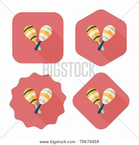 Wooden Rattle Flat Icon With Long Shadow,eps10