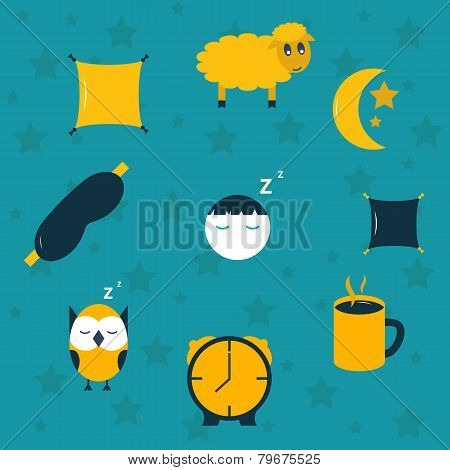 Vector illustration with sleep icons