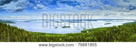 Pielinen lake in Finland summer panorama.