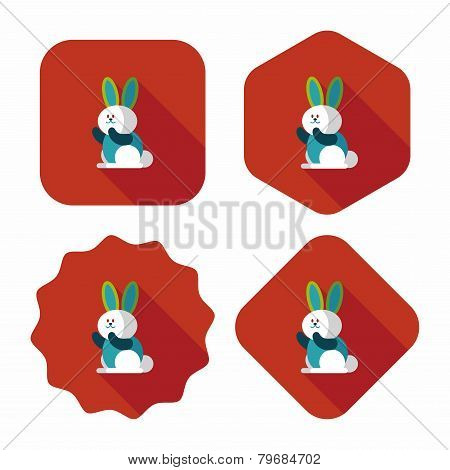 Rabbit Flat Icon With Long Shadow,eps 10