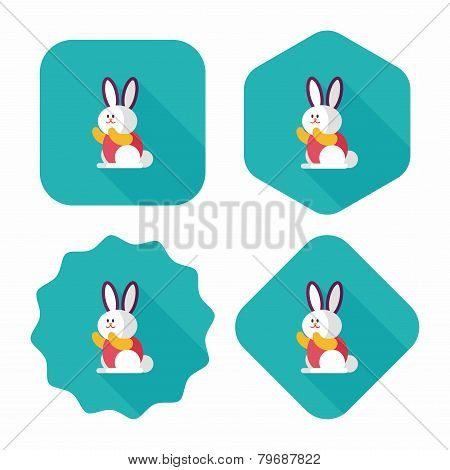 Rabbit Flat Icon With Long Shadow,eps 10