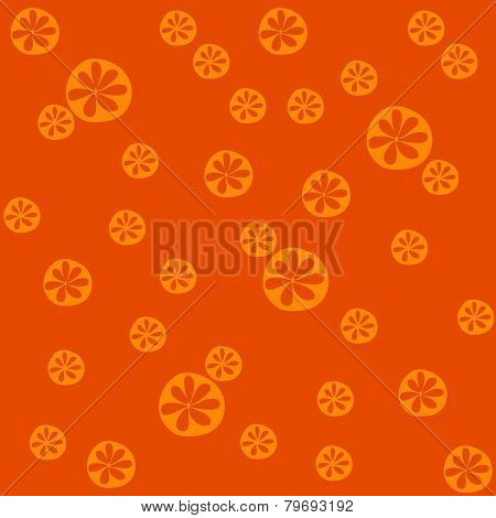 Traditional Seamless Pattern with Colorful Citruses on the Orange Background.