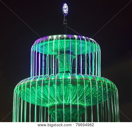 New Year's Glowing Fountain In The Park