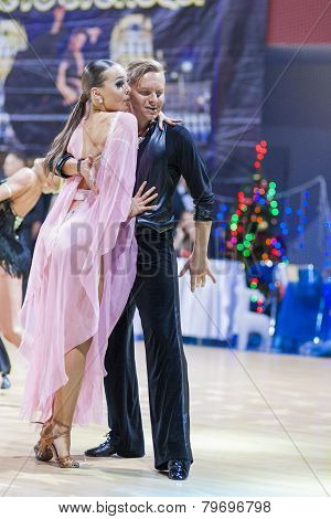 Professional russian couple of Babadei Andrei and Anpilogova Yana performs Adult Latin-American prog