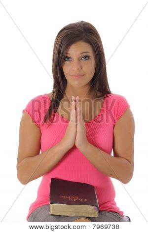 brunette praying