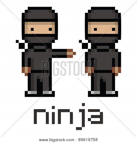 Pixel funny black ninja