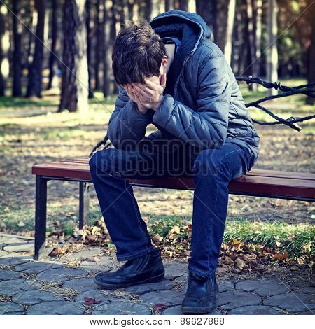 Sad Young Man Outdoor
