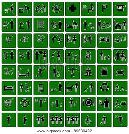 Vector icons on stickers set.