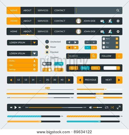 Set Of Flat Design Ui Elements For Website And Mobile Applications