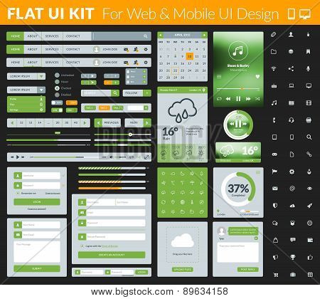 Set Of Flat Design Ui Elements For Website And Mobile Applications