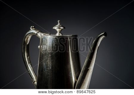 Retro Steel Teapot. Vintage Style In Interior Decor