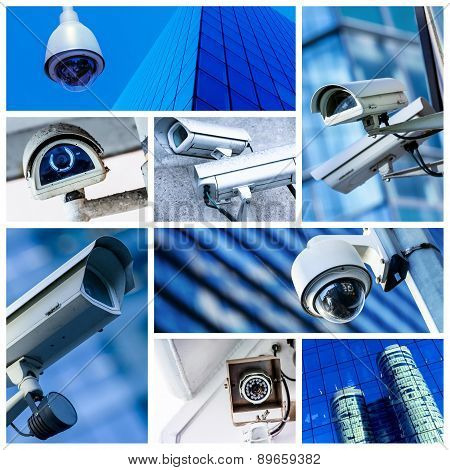 Collage Of Security Camera And Urban Video