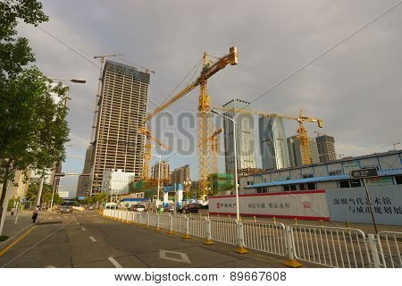 SHENZHEN - OCT 20: ShenZhen downtown on October 20, 2014 in Shenzhen, China. ShenZhen is regarded as one of the most successful Special Economic Zones.