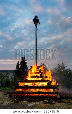 Big Walpurgis Night Fire With Witch