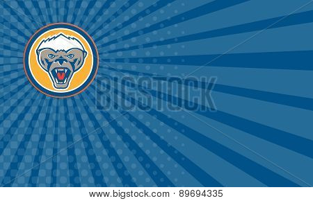 Business Card Honey Badger Mascot Head Circle Retro