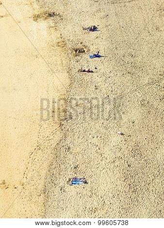 Beach With Tourists In Summer In Arrecife, Spain