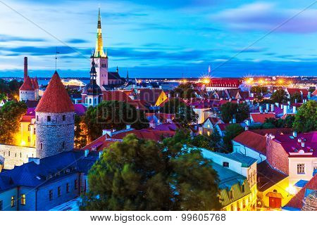 Evening view of the Old Town in Tallinn, Estonia