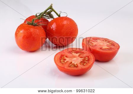 Cool Fresh Sliced Tomatoes Isolated On White Background