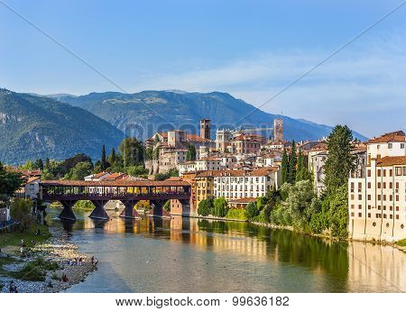 Old Bridge In Bassano Del Grappa In Italy