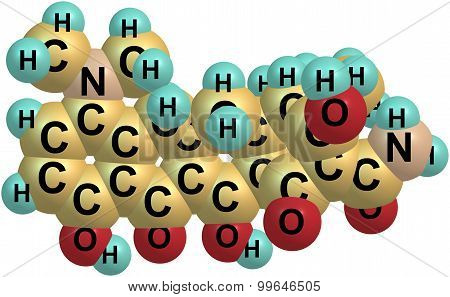 Minocycline molecule isolated on white
