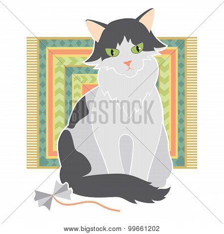 cat with paper mouse