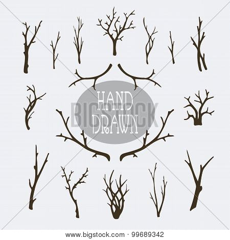 Hand drawn branches and trees