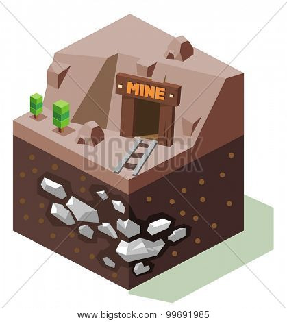 Stannary or Silver mine. isometric art