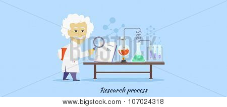 Research Process Icon Flat Design