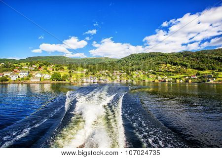 Meadows And Village On Hardanger Fiord.