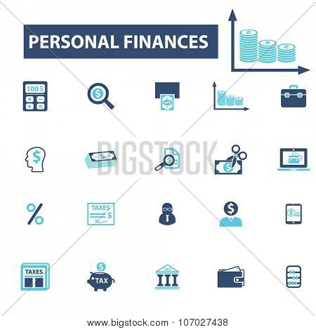 personal finance  icons, signs vector concept set for infographics, mobile, website, application
